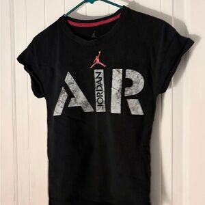 Jordan Black Tee with Red Jumpman and White Sparkly AIR Graphic size Small